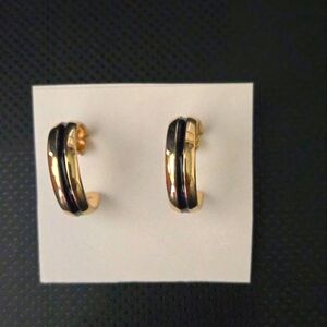 Elegant Gold and Black Hoop Earrings